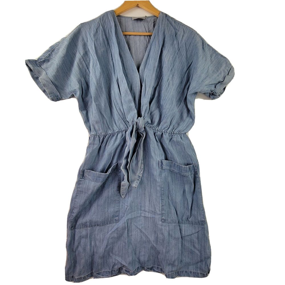 Dress Forum Los Angeles sz S denim short sleeve pockets mini Dress elastic waist